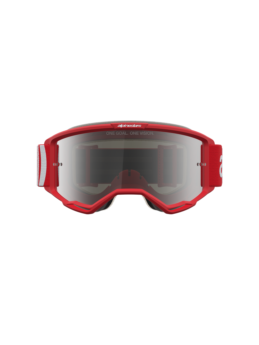 Alpinestars Vision 5 Hone Goggles, Red and White Motocross Goggles with Mirror Silver Lens and RAM-AIR Venting.