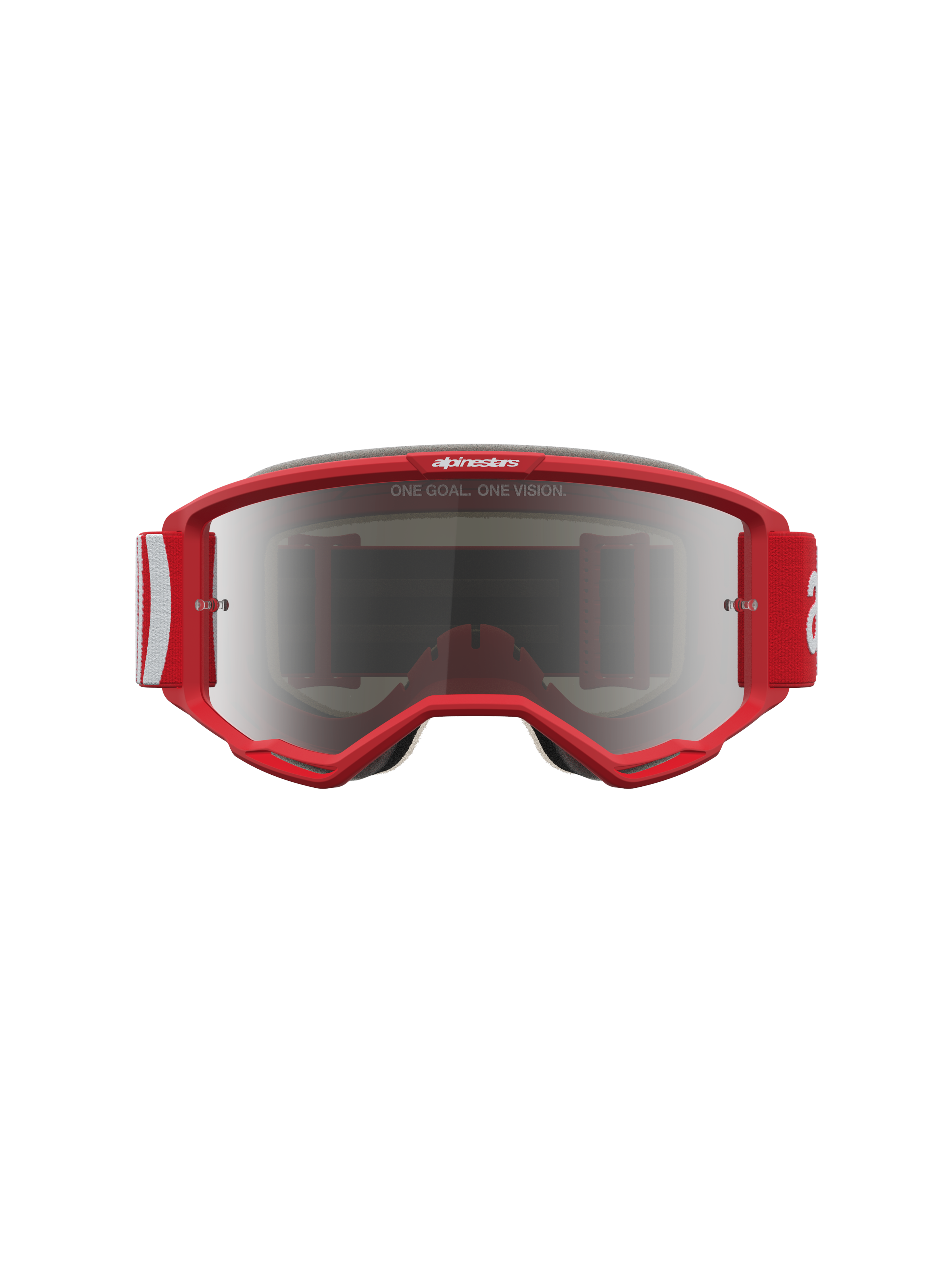 Alpinestars Vision 5 Hone Goggles, Red and White Motocross Goggles with Mirror Silver Lens and RAM-AIR Venting.