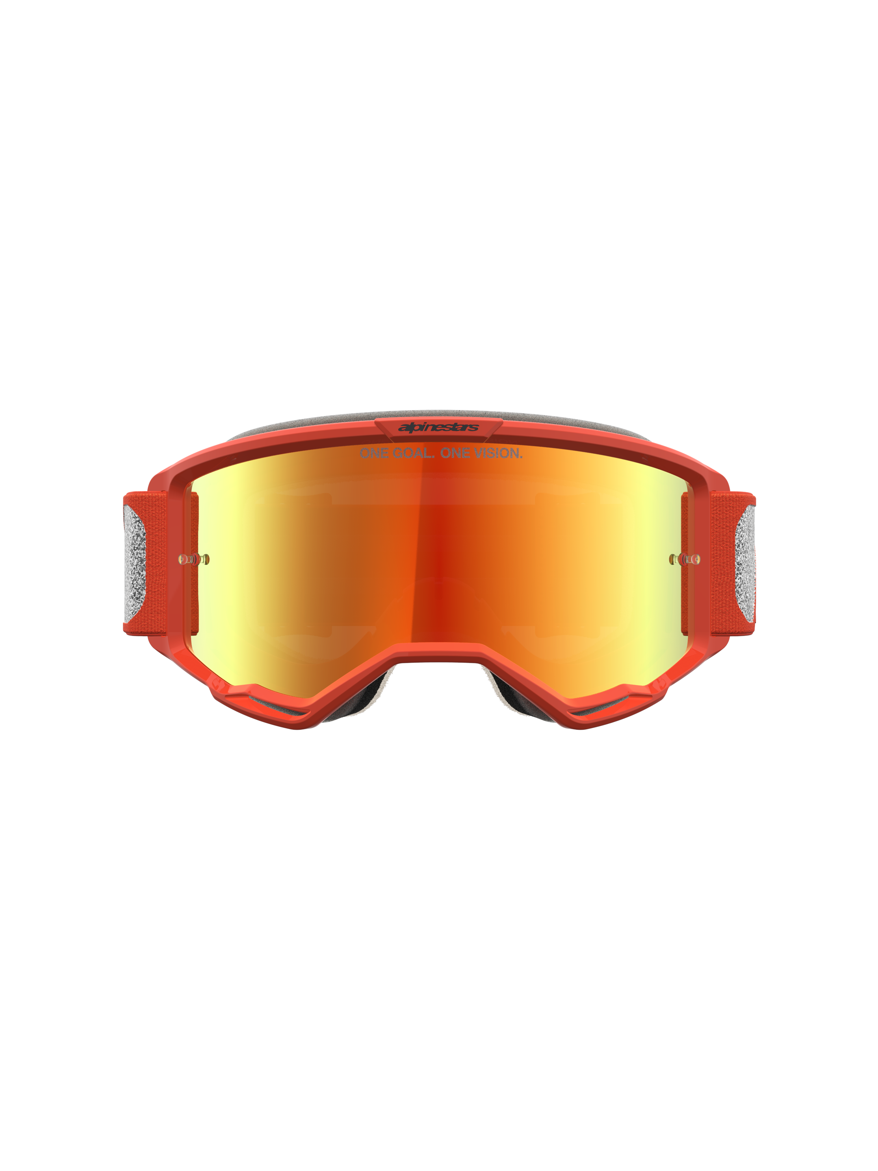 Alpinestars Vision 5 Rora motocrossgoggles med orange båge och spegellins i silver och orange, A-FLEX-ram och RAM-AIR-ventilation för terrängkörning