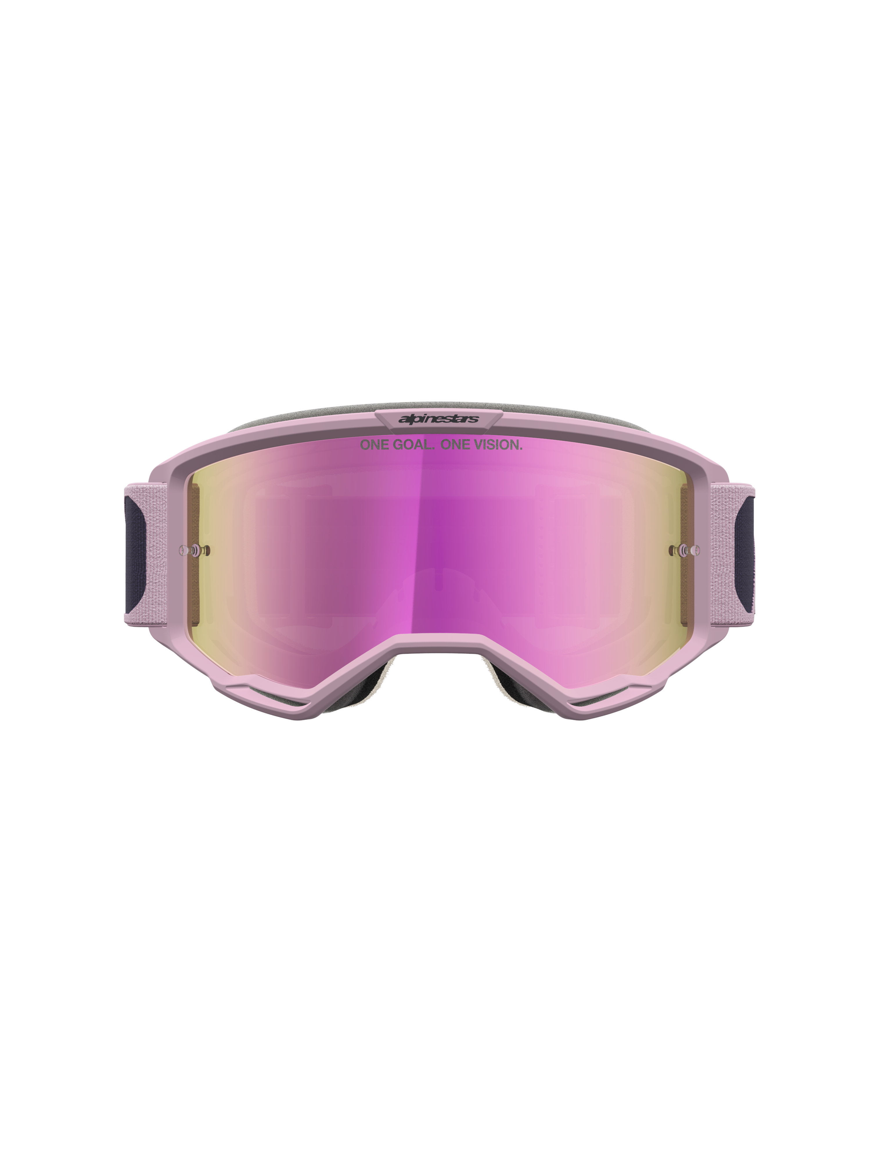 Alpinestars Vision 5 Rora goggles, motocrossgoggles för terrängkörning, grå och rosa med rosa spegellins, lätt A-flex uretankonstruktion, Ram-air ventilation