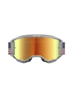 Alpinestars Vision 5 Le Fiftyfold goggles, motocrossgoggles med röd spegellins, blå och vit flaggmönstrad rem och klar A-FLEX-ram.