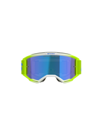 Alpinestars Vision 5 Blaze Goggles, motocrossglasögon, neongula och blå, med en blå spegellins, vita ramdetaljer och ett brett justerbart band med Alpinestars-logotyp, professionellt ögonskydd för terräng- och motocross-racing