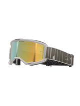 Alpinestars Vision 5 Hollow Goggles, motocrossglasögon, vit ram med Wind Mirror Gold-lins, grått vävt band med tydlig Alpinestars-logotyp, högpresterande glasögon för terrängkörning