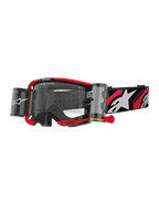 Alpinestars Vision 8 Luar Goggles Roll Off, motocross-glasögon, röd och svart, klar lins med integrerat roll-off-system för brett synfält, röd dragflik, svart rem med vit stjärnlogotyp och 'ONE GOAL ONE VISION'-grafik