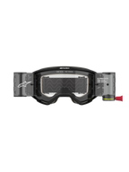 Alpinestars Vision 5 Corp Goggles Roll Off, motocrossglasögon, svarta med klar lins, med integrerade Wide Vision Roll-Off-behållare, imskyddsbehandlad polykarbonatlins, A-FLEX-uretanram och tydlig Alpinestars-logotyp.