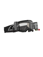Alpinestars Vision 5 Corp Goggles Roll Off, motocrossglasögon, svarta med klar lins, utrustade med Wide Vision roll-off-system med kassetter och film, svart vävd rem med vit Alpinestars-logotyp, högpresterande ögonskydd för terrängkörning