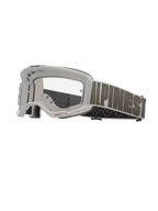 Alpinestars Vision 5 Hollow goggles, motocrossglasögon, vit ram med klar lins, brett ljusgrått band med mörkgrå Alpinestars-text, flerstegsskum, högpresterande skyddsglasögon för terrängkörning