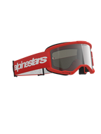 Alpinestars Vision 3 Wordmark Goggles, Motocross Goggles, Red frame with a matching red strap featuring a large white wordmark logo, silver mirror lens, designed for off-road and motocross racing