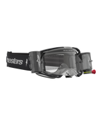 Alpinestars Vision 8 Amber Roll Off Goggles, black and silver motocross goggles with clear lens and roll-off canisters.