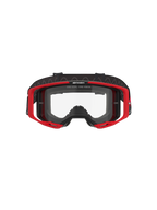 Alpinestars Vision 8 Luar Goggles, motocrossglasögon, röd, svart och klar, med röd A-FLEX-ram, klar imfri polykarbonatlins, svart justerbar vävd rem med logotyp, högpresterande ögonskydd för terrängkörning