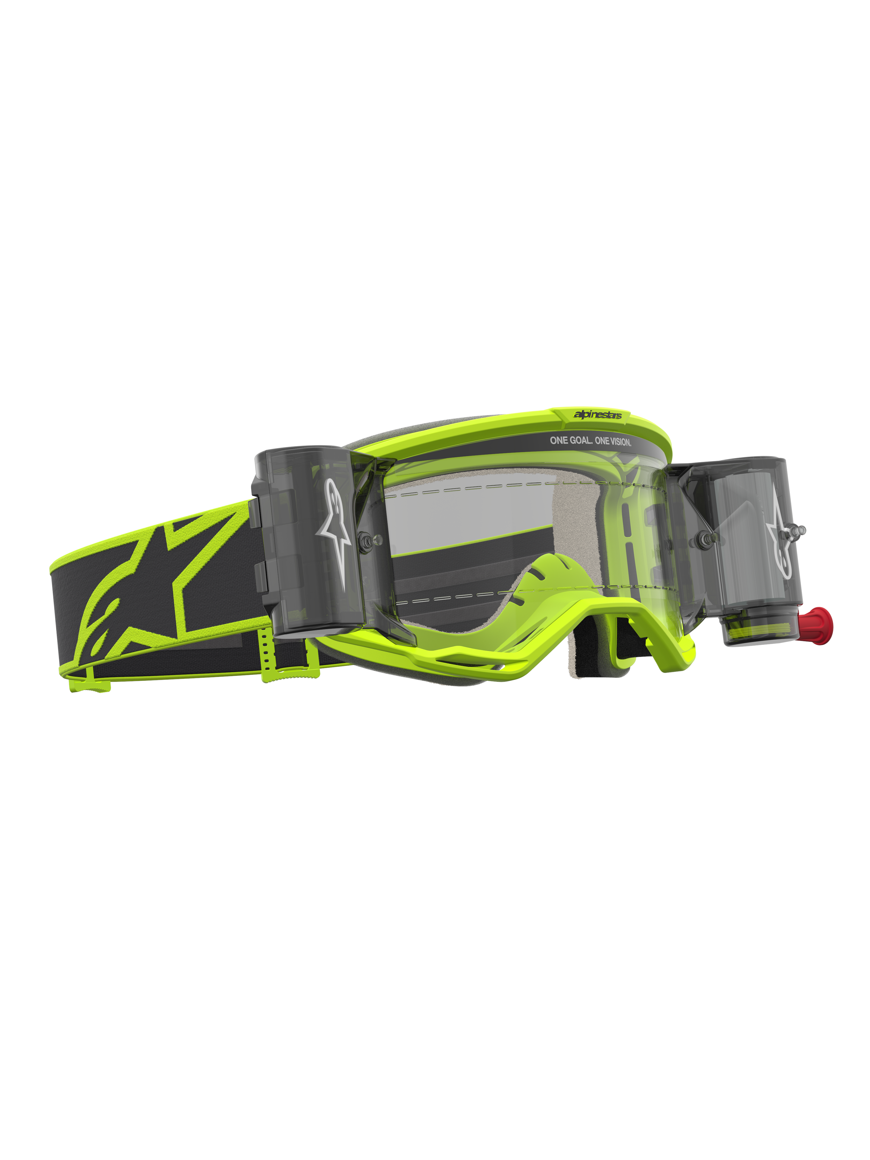 Alpinestars Vision 5 Rora goggles med roll-off-system, motocross-goggles, gul fluo och svarta, klar lins, terrängkörning.