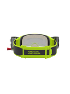 Alpinestars Vision 5 Rora Goggles Roll Off, motocross-goggles, gul fluo och svart, bakre rem med slogan One Goal. One Vision. och integrerat roll-off-system