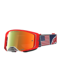 Alpinestars Supertech Fiftyfold Goggles, limited edition motocrossgoggles, röda och blåa med spegelglas och band med USA-flagga
