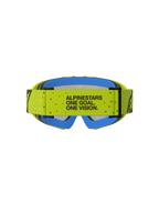 Alpinestars Vision Ungdom Vesta goggles, gul och blå, motocrossglasögon med mottot One Goal. One Vision. på remmen.