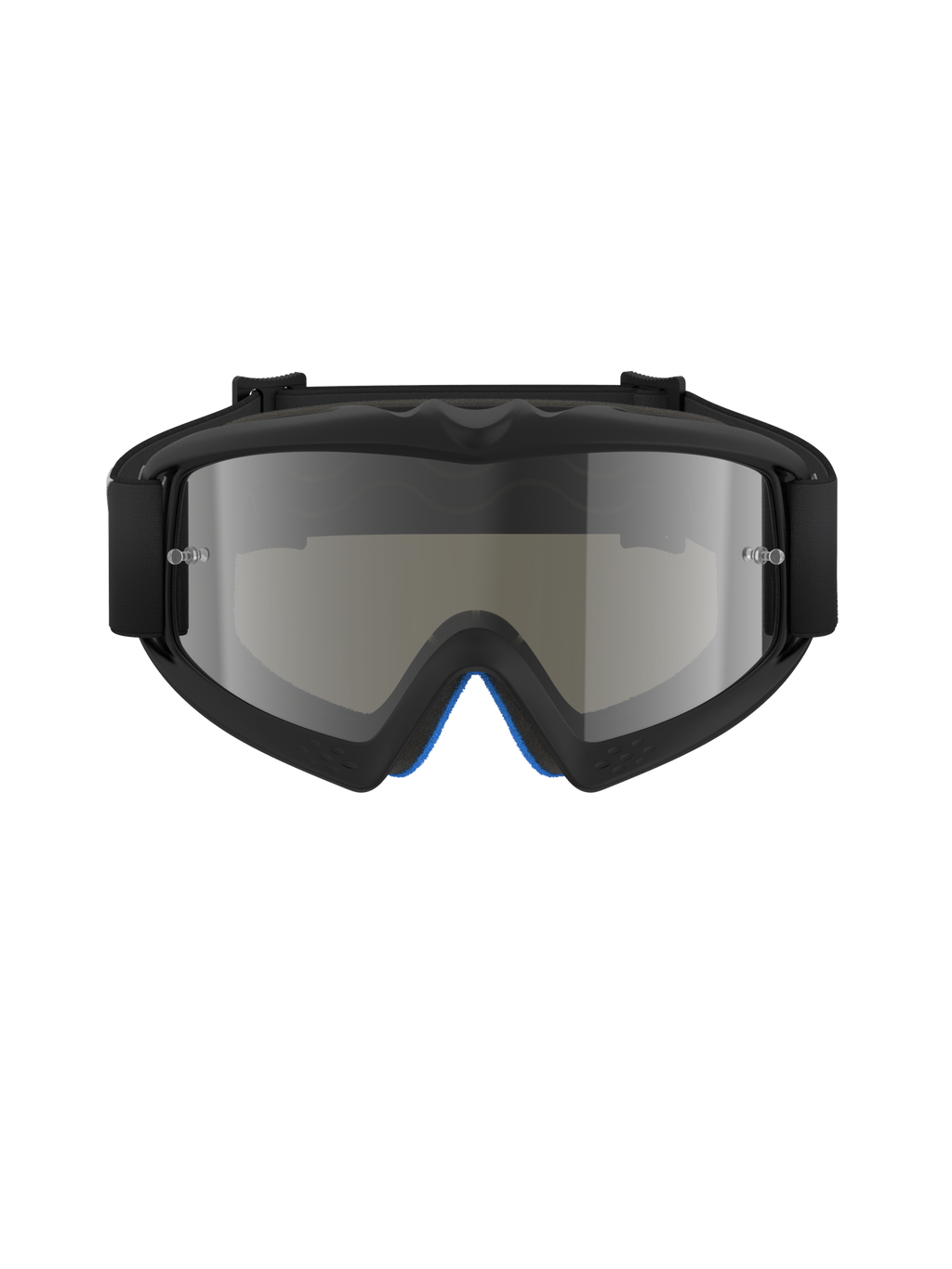 Alpinestars Vision Youth Corp Goggles, motocrossglasögon, Black Mirror Silver, vy framifrån med en spegelbehandlad polykarbonatlins och svart A-FLEX-uretanram, professionellt ögonskydd för terrängkörning för ungdomar