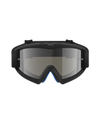 Alpinestars Vision Youth Corp Goggles, motocrossglasögon, Black Mirror Silver, vy framifrån med en spegelbehandlad polykarbonatlins och svart A-FLEX-uretanram, professionellt ögonskydd för terrängkörning för ungdomar