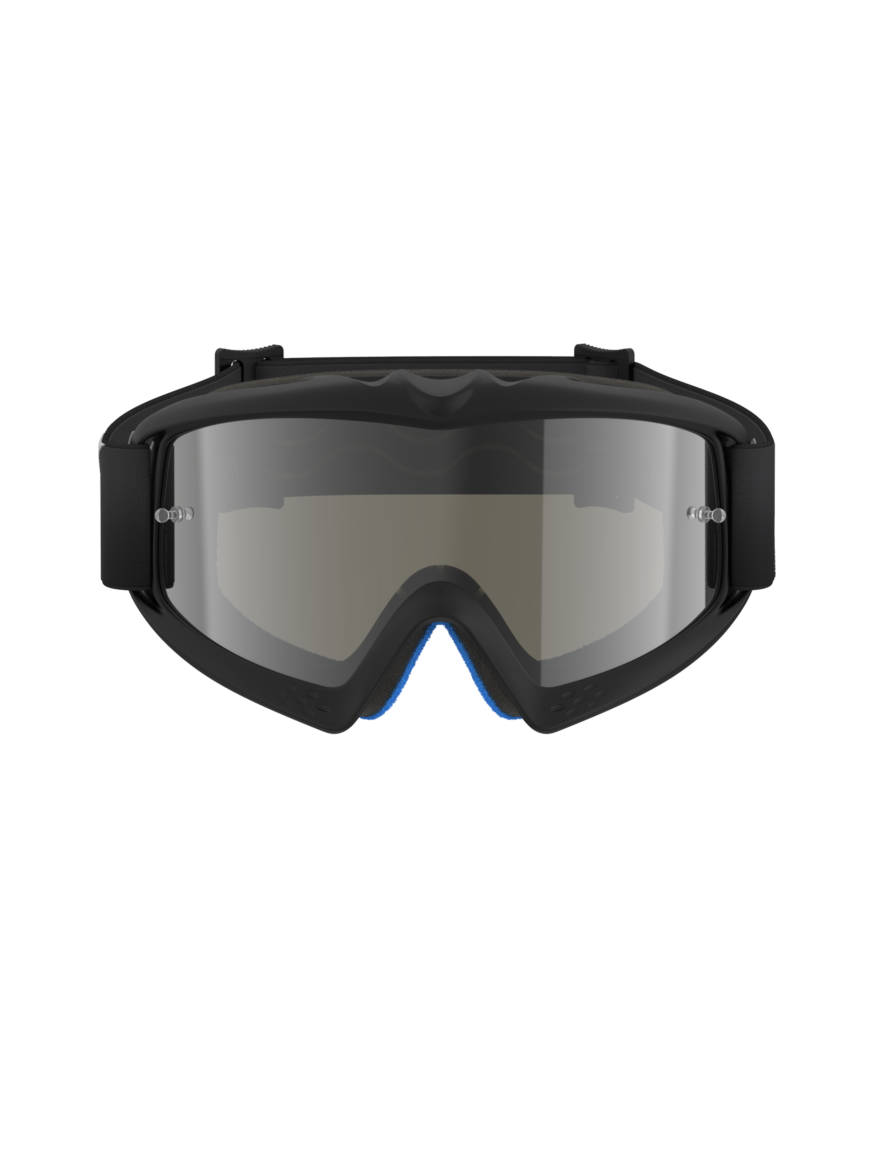 Alpinestars Vision Youth Corp Goggles, motocrossglasögon, Black Mirror Silver, vy framifrån med en spegelbehandlad polykarbonatlins och svart A-FLEX-uretanram, professionellt ögonskydd för terrängkörning för ungdomar