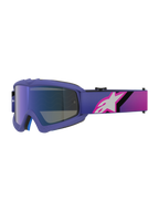 Alpinestars Vision Youth Corp Goggles, motocrossglasögon, lila och fluo-rosa, med Mirror Blue-lins och ett graderat band med en vit Alpinestars-logotyp, designade för unga off-road-förare
