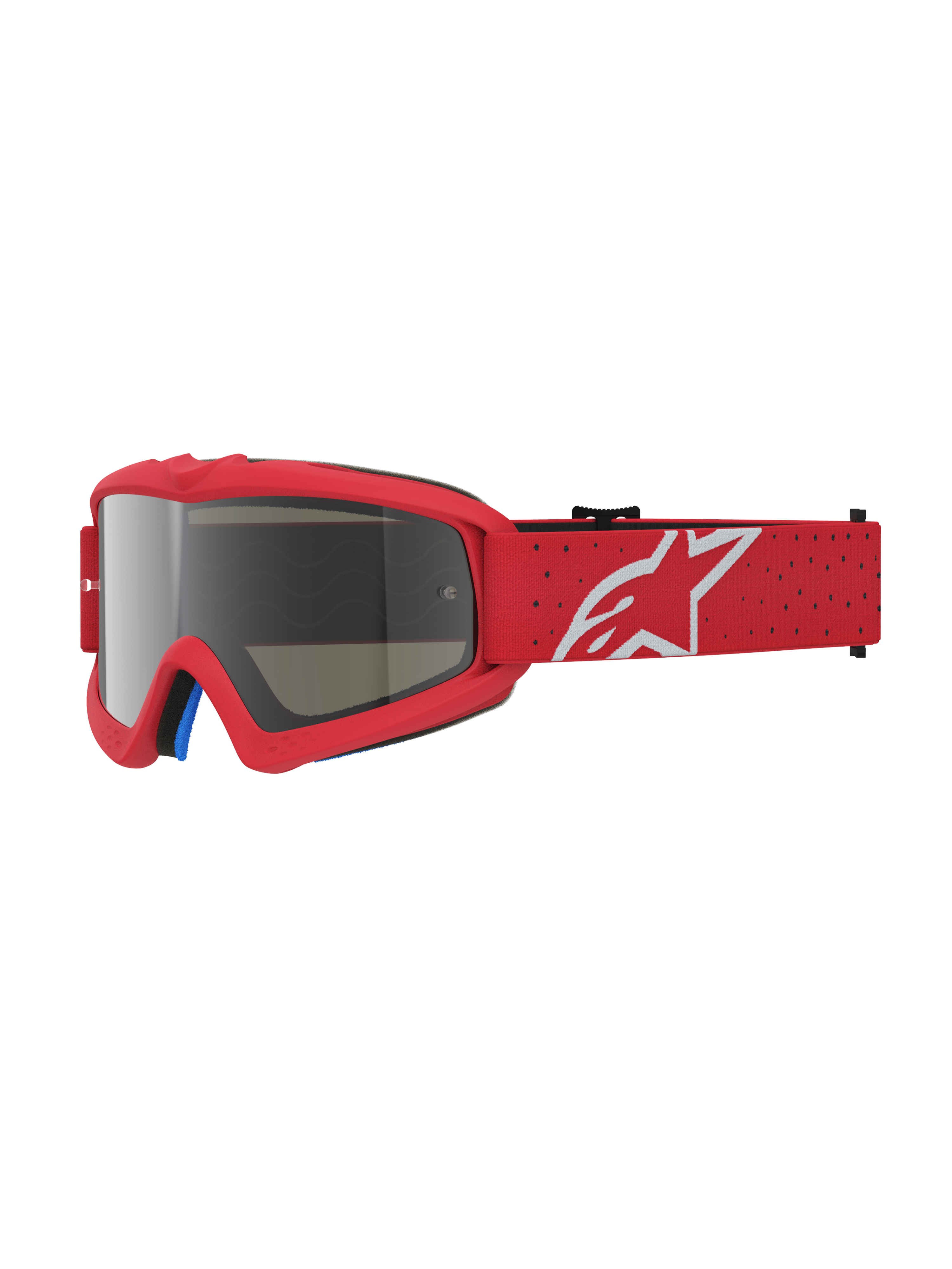 Alpinestars Vision Ungdom Vesta goggles, röda motocrossglasögon med silverfärgad spegellins och imskydd.