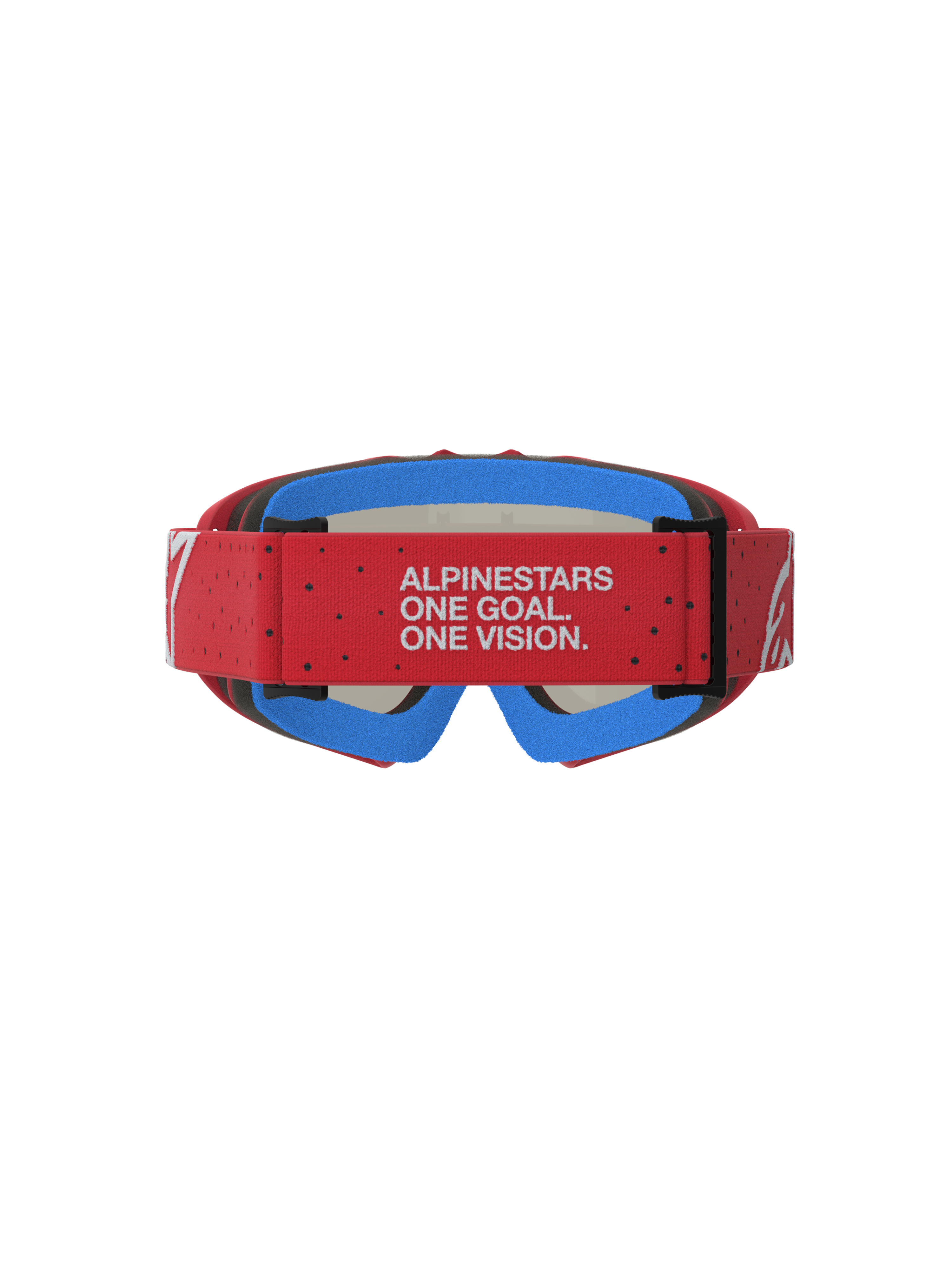 Alpinestars Vision Youth Vesta Goggles, Red youth motocross eyewear with Blue face foam and adjustable branded strap.