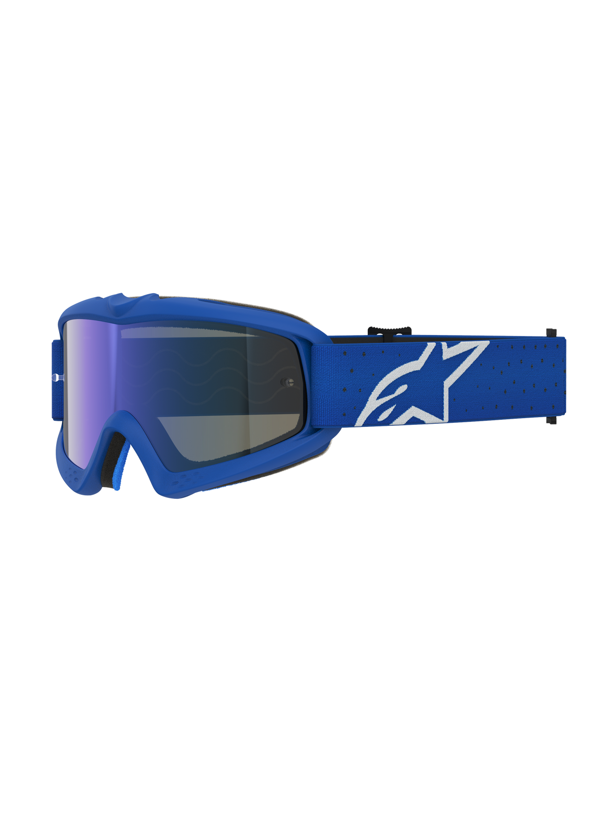 Alpinestars Vision Ungdom Vesta goggles, blå och vita goggles för motocross med blå spegellins för terrängkörning