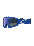 Alpinestars Vision Youth Vesta Goggles, Motocross Racing Eyewear, Youth, Blue and White, Anti-Fog Mirror Blue Polycarbonate Lens, Flexible Frame.