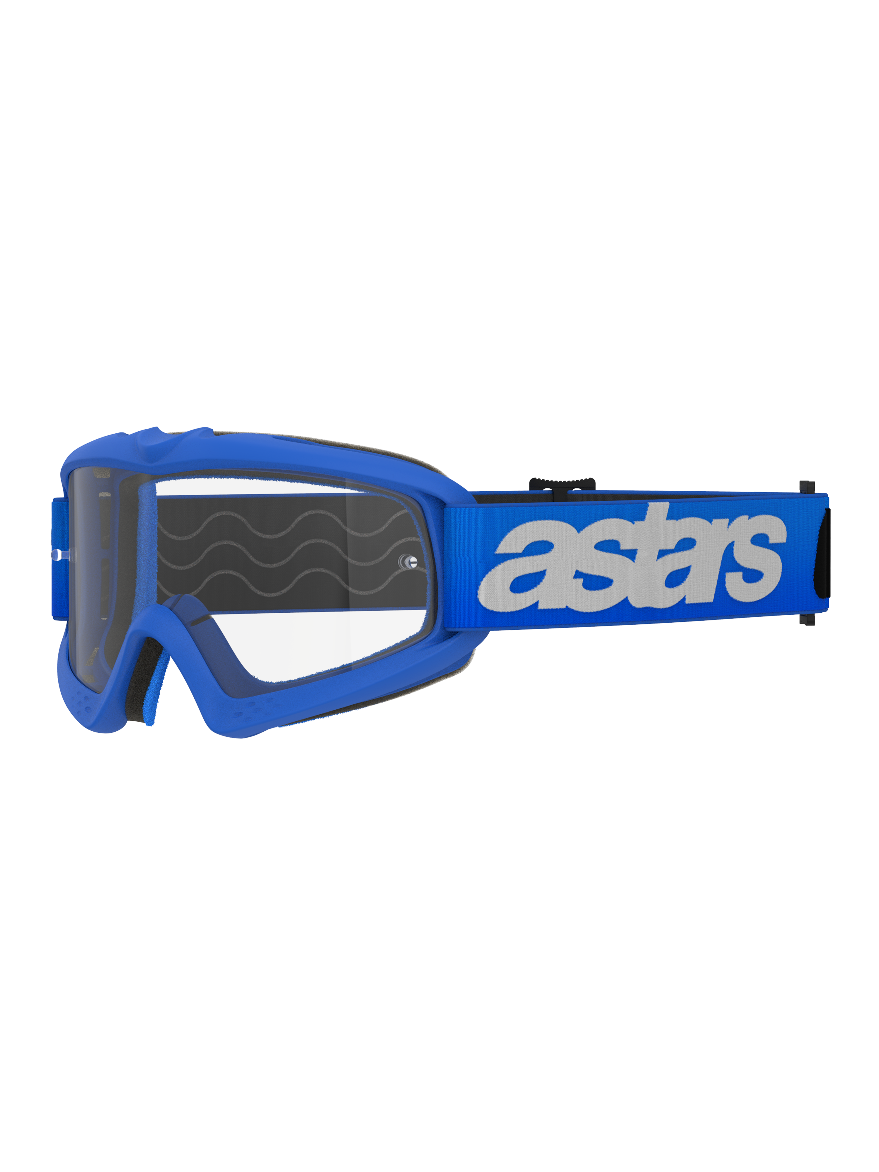 Alpinestars Vision Youth Blaze Goggles, Motocross and Off-Road Goggles, Blue frame and strap with white astars logo, clear polycarbonate lens, youth-specific fit for smaller helmets, durable protective eyewear for racing