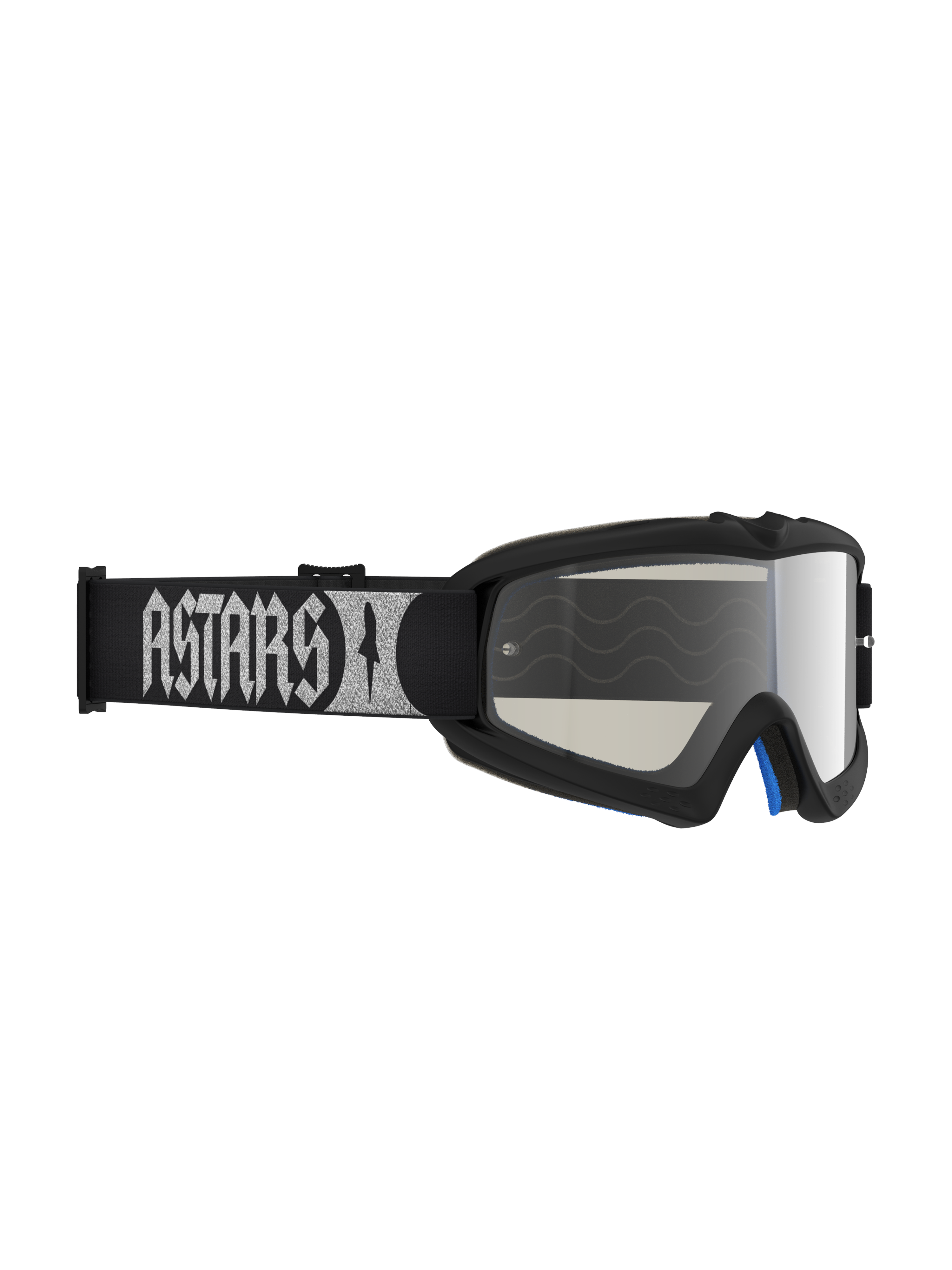 Alpinestars Vision Youth Atrox Goggles for motocross, black A-FLEX frame with a silver mirror polycarbonate lens.
