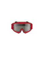 Alpinestars Vision Youth Blaze Goggles, motocrossglasögon, röd och silverspegel, vy framifrån, med en färgstark röd uretanram och rött band, designade för ungdomsförare med spegellins