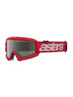 Alpinestars Vision Youth Blaze Goggles, motocrossglasögon, Red Mirror Silver, röd ram med silverfärgat spegelglas, bred röd rem med vit astars-logotyp, professionellt ögonskydd för unga förare vid terrängkörning