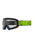 Alpinestars Vision Youth Hollow and Vision 5 Hollow Goggles, Motocross Off-road Goggles, Charcoal gray frame with fluo yellow Alpinestars branding on black strap, clear lens, blue interior foam layer, modern streamlined design for youth and adult riders