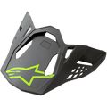 Alpinestars S-M8 Helmet Visor Radium, Motorcycle Racing Helmet Visor, Gray with Neon Yellow Alpinestars Logo, Angular Aerodynamic Design with Ventilation Cut-outs
