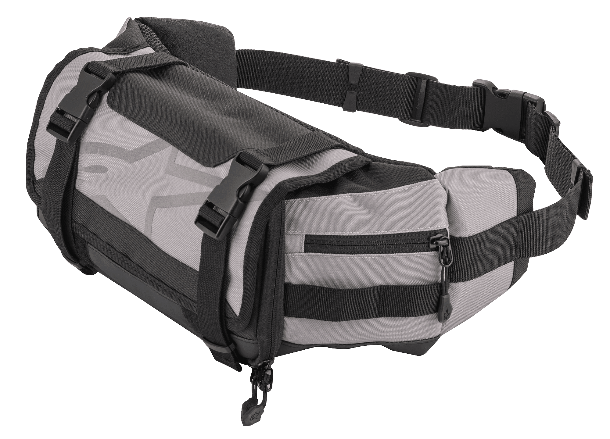 Alpinestars Tech Tool Pack, grå och svart midjeväska för enduro, verktygsförvaring för motorcykel, justerbara remmar med plastspännen, stor stjärnlogotyp, slitstark tygkonstruktion, kompakt design
