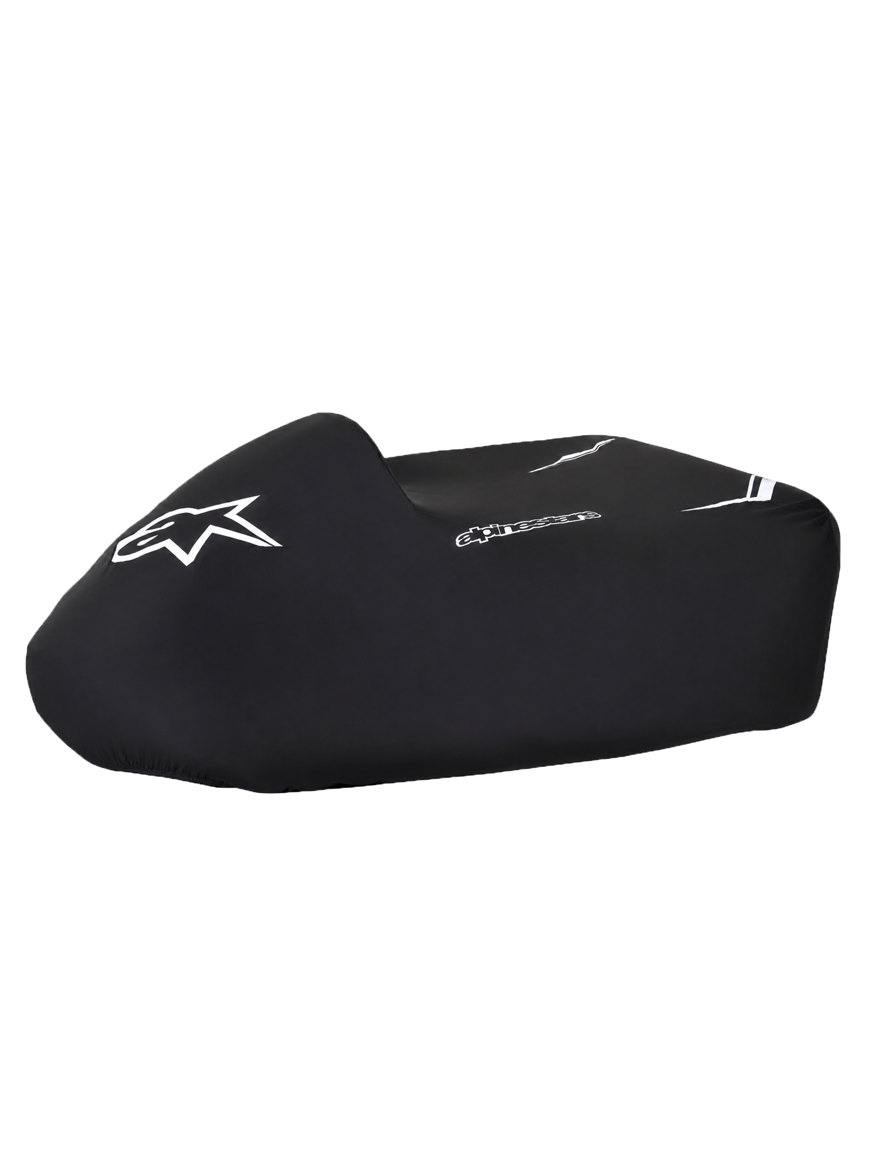Alpinestars Kart Överdrag, svart vattentätt kartöverdrag med vita logotyper, strukturerad passform och elastisk nederkant