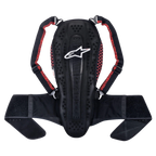 Alpinestars Nucleon KR-2 ryggskydd, Black Smoke Red, med en artikulerad design i kotpelarstil, justerbara axelremmar med röda detaljer och ett brett midjebälte, lättviktigt ryggradsskydd för motorcykel