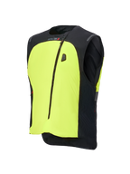 Alpinestars Tech-Air® 3 V2 System, Motorcycle Airbag Vest, Black and Yellow Fluo, featuring a prominent neon yellow front panel, central zipper, integrated LED status display, and Tech-Air branding, lightweight autonomous airbag protection for road riding