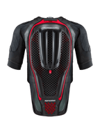 Alpinestars Tech-Air® 7X System, fristående airbagväst för motorcykel, svart och röd, vy bakifrån som visar det integrerade bikakeformade ryggskyddet och ventilerad mesh-konstruktion för ban- och vägkörning
