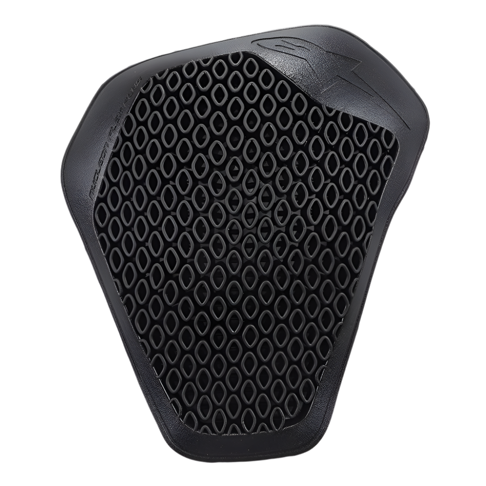 Alpinestars Nucleon Flex Plus axelskydd, svart, skyddsinlägg för motorcykel med perforerad öppen cellstruktur för ventilation, slimmad ergonomisk sköldform, präglad logotyp
