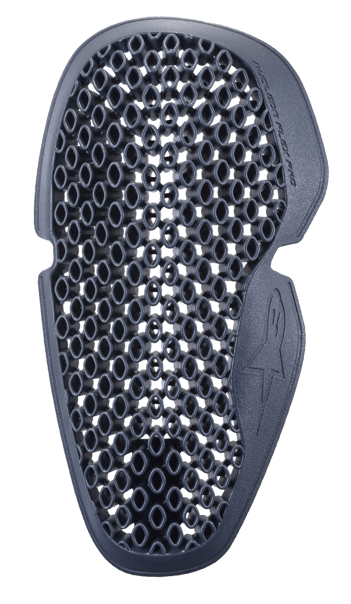 Alpinestars Nucleon Flex Pro armbågsskydd, antracitgrått, bikupemönstrat ventilationsmönster, konturerad ergonomisk form med präglad logotyp, flexibelt stötskyddsinlägg för motorcykelutrustning