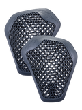 Alpinestars Nucleon Flex Pro Shoulder Protectors, pair of anthracite gray inserts with honeycomb cell structure, lightweight and ventilated ergonomic design for motorcycle riding jackets.