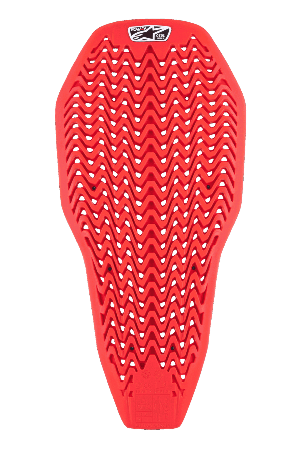 Alpinestars Nucleon Plasma Full Back Protector Insert, Red, motorcycle back protection featuring a zigzag perforated pattern, lightweight and flexible design for ventilation, impact-absorbing protective gear insert