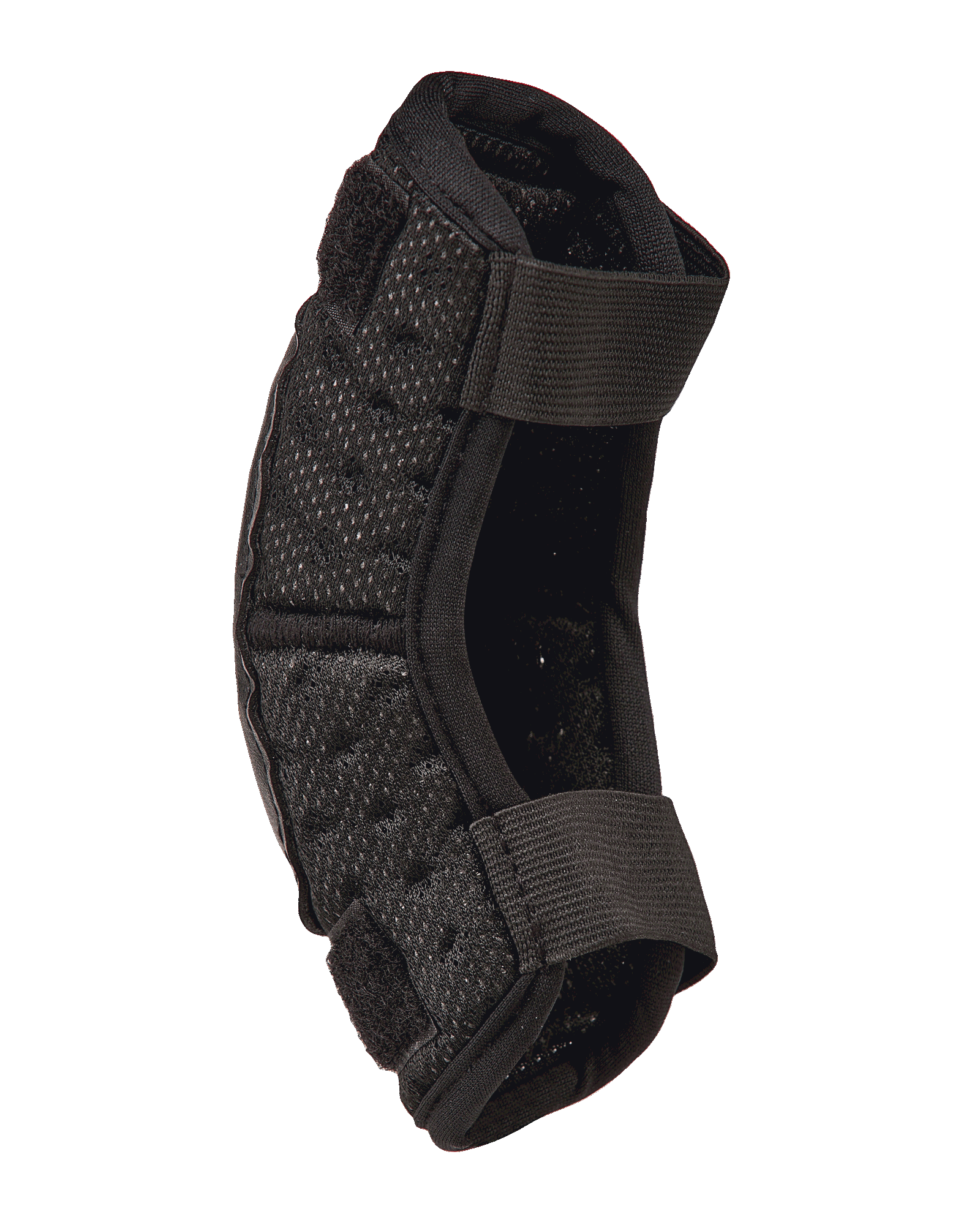Alpinestars Youth Bionic Action Kickstart armbågsskydd, svart armbågsskydd för motocross, profilvy som visar dubbla elastiska remmar och flexibel perforerad vaddering, slitstark skyddsutrustning för barn för terrängkörning