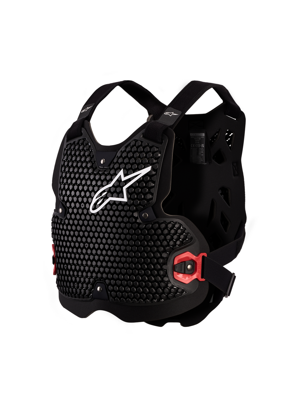 Alpinestars Bionic Action V2 bröstskydd, svart och vit, CE-certifierat MX-skydd med ventilerande A-Morph-teknologi