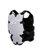 Alpinestars Bionic Action bröstskydd, vitt och svart motocross-skydd, CE-nivå 1 med ventilerande A-Morph-teknologi.