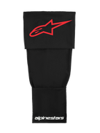 Alpinestars Rk-S Knee Brace Sleeve, Technical Motocross Base Layer, Black with Red Alpinestars Logo and White Branding, stretchable double-layer fabric for under-brace support