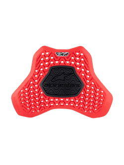 Alpinestars Nucleon Plasma Full Chest Protector Insert, Motorcycle Chest Protector, Red and Black, featuring a wavy ventilated pattern for airflow, central black semi-rigid zone with Alpinestars logo, ergonomic shield design for impact protection