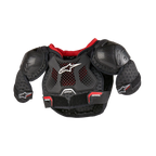 Alpinestars ungdom Bionic Action Kickstart bröstskydd, svart och rött ventilerat kroppsskydd för motocross med TPR-skydd och axelkåpor.