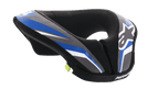 Alpinestars Youth Sequence Neck Roll, Youth Motocross Neck Protector, Black Anthracite and Blue, featuring a padded ergonomic design with blue and gray patterned panels, white accents, and Alpinestars branding, soft inner lining for comfort