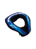 Alpinestars Ungdom Sequence nackskydd, blått och vitt, ergonomiskt motocrosskydd för barn, dubbel densitet, vit Astars-logotyp.