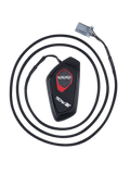 Alpinestars Tech-Air® 7X LED-display, svart droppformad elektronisk kontrollenhet med röd kontur, tre cirkulära LED-indikatorer, flätad kabel med grå kontakt, displaymodul för motorcykelairbagsystem
